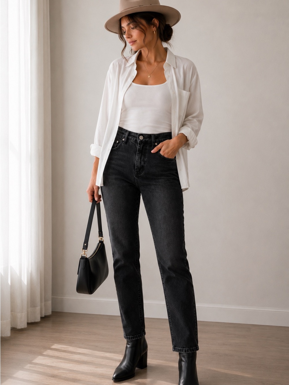 Mavi High-Rise Straight-Leg Jeans — Black Wash